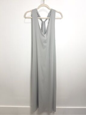 Mod Ref Draped V Neck Twisted Racerback Maxi Dress Women’s L Sage Grey Revolve